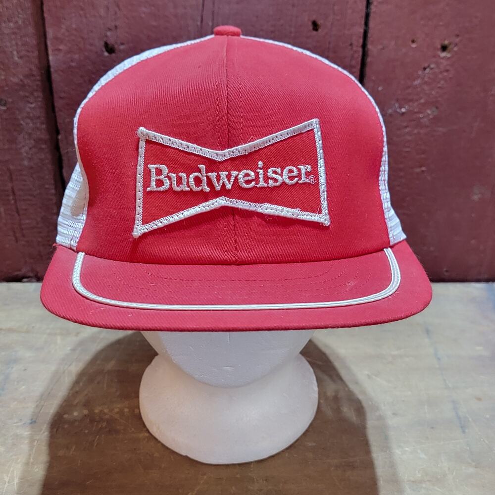 Vintage 80s Swingster Budweiser Trucker Hat Mesh Cap Beer Patch Made in USA